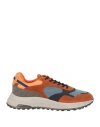 Hogan Man Sneakers Rust Size 9 Leather, Textile Fibers In Brown