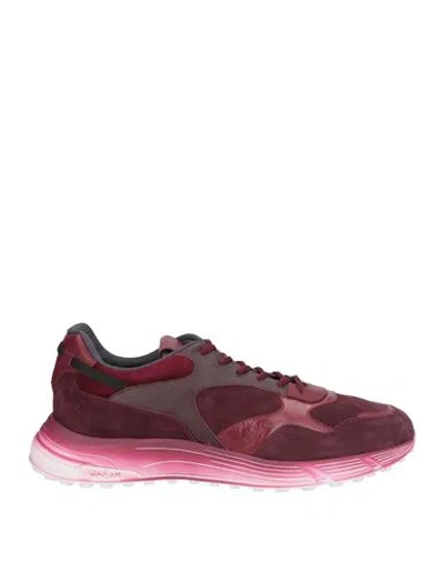 Hogan Man Sneakers Burgundy Size 8.5 Leather In Red