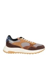 Hogan Man Sneakers Camel Size 9 Leather, Textile Fibers In Beige