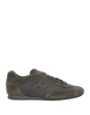 Hogan Man Sneakers Charcoal Size 8 Leather, Textile Fibers In Gray