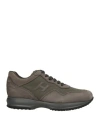 Hogan Man Sneakers Charcoal Size 9 Leather, Textile Fibers In Gray