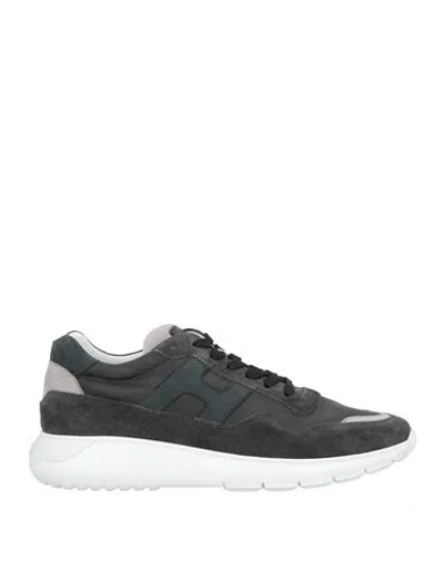Hogan Man Sneakers Charcoal Size 9 Textile Fibers, Leather In Gray