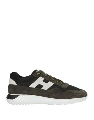 Hogan Man Sneakers Charcoal Size 9 Textile Fibers, Leather In Gray