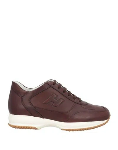 Hogan Man Sneakers Cocoa Size 9 Soft Leather In Brown
