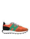 Hogan Man Sneakers Copper Size 6.5 Leather, Textile Fibers In Orange