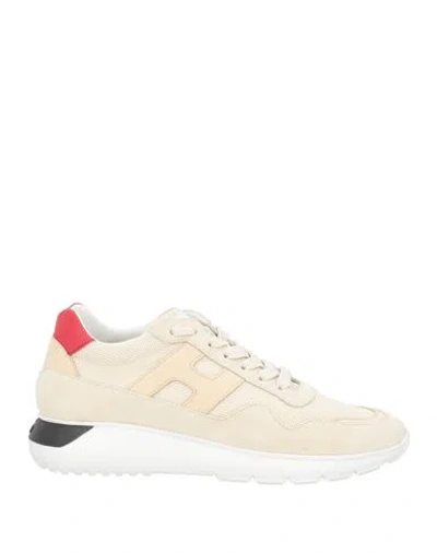 Hogan Man Sneakers Cream Size 8.5 Leather, Textile Fibers In White