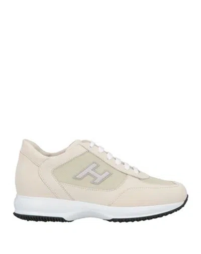 Hogan Man Sneakers Cream Size 9 Leather, Textile Fibers In White