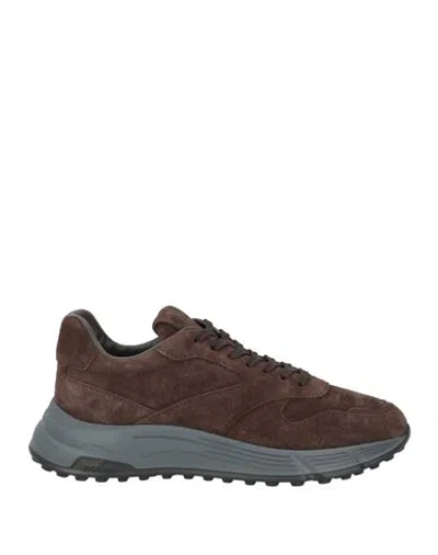 Hogan Man Sneakers Dark Brown Size 6 Leather