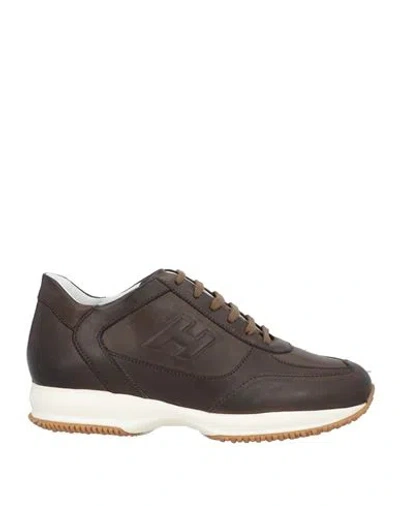 Hogan Man Sneakers Dark Brown Size 9 Leather