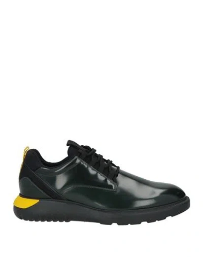 Hogan Man Sneakers Dark Green Size 8.5 Leather, Textile Fibers