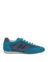 Hogan Man Sneakers Deep Teal Size 9 Leather, Textile Fibers In Green