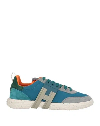 Hogan 3r Man Sneakers Deep Teal Size 9 Leather, Textile Fibers In Green