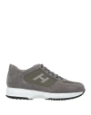 Hogan Man Sneakers Taupe Size 8 Leather, Textile Fibers In Grey