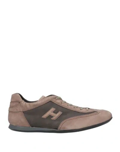 Hogan Man Sneakers Dove Grey Size 9 Soft Leather, Textile Fibers