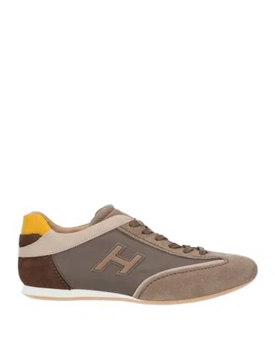 Hogan Man Sneakers Dove Grey Size 9 Textile Fibers, Calfskin