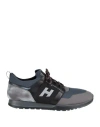 Hogan Man Sneakers Grey Size 11.5 Soft Leather, Textile Fibers In Gray