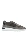Hogan Grey Calfskin Sneakers With Cushioned Sole In Gray