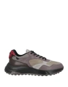 Hogan Man Sneakers Khaki Size 7.5 Leather, Textile Fibers In Grey
