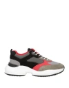 Hogan Man Sneakers Grey Size 9 Leather, Textile Fibers In Grey