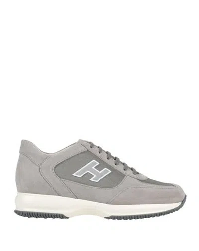 Hogan Man Sneakers Grey Size 7.5 Leather, Textile Fibers