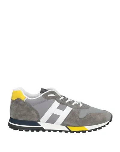 Hogan Panelled Suede Sneakers In Grey