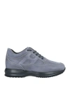Hogan Man Sneakers Grey Size 11.5 Soft Leather In Grey