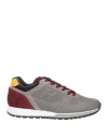 Hogan Man Sneakers Grey Size 9 Soft Leather, Textile Fibers In Grey