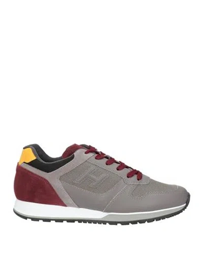 Hogan Man Sneakers Grey Size 9 Soft Leather, Textile Fibers