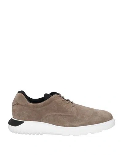Hogan Man Sneakers Khaki Size 14 Soft Leather In Beige