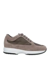 Hogan Interactive Sneakers In Beige Suede And Fabric In Beige