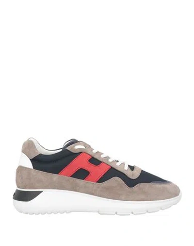 Hogan Man Sneakers Khaki Size 9 Leather, Textile Fibers