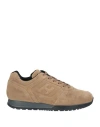 Hogan Man Sneakers Beige Size 9 Leather, Textile Fibers In Khaki
