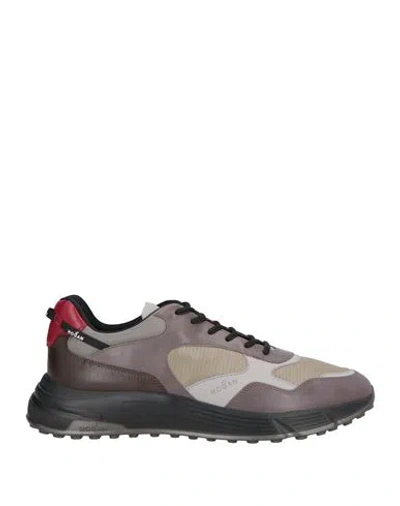 Hogan Man Sneakers Khaki Size 7.5 Leather, Textile Fibers In Beige