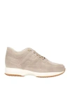 Hogan Man Sneakers Khaki Size 9 Soft Leather In Beige