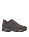 Hogan Man Sneakers Lead Size 9 Leather, Textile Fibers In Beige