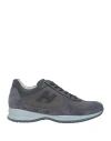 Hogan Man Sneakers Lead Size 7.5 Textile Fibers, Leather In Grey