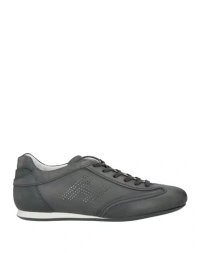 Hogan Man Sneakers Lead Size 9 Leather In Grey