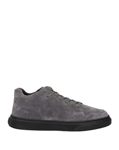 Hogan Man Sneakers Lead Size 9 Leather In Grey
