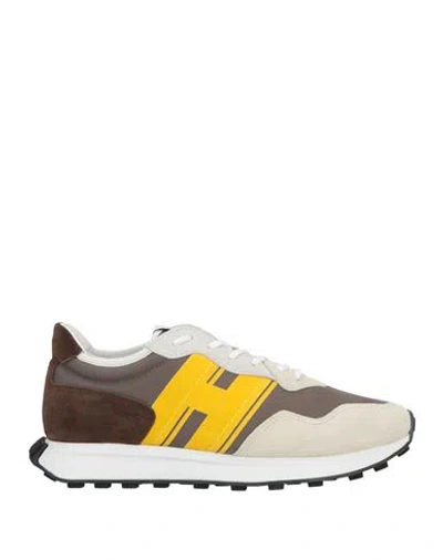 Hogan Man Sneakers Lead Size 9 Leather, Textile Fibers In Grey