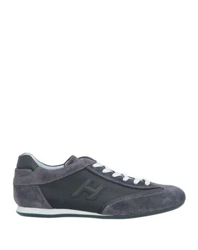 Hogan Man Sneakers Lead Size 8.5 Leather, Textile Fibers In Grey