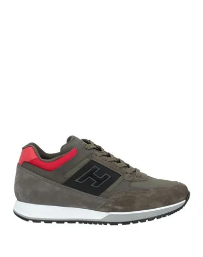 Hogan Man Sneakers Lead Size 9 Textile Fibers, Leather In Grey