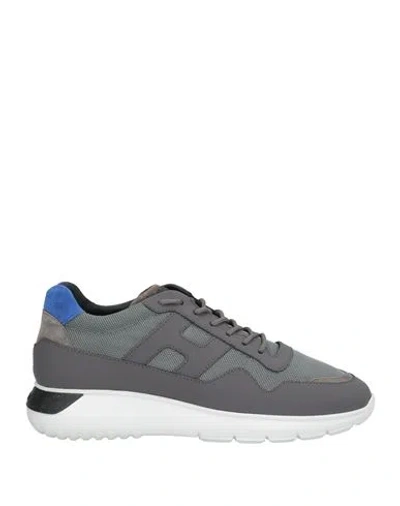 Hogan Man Sneakers Lead Size 9 Textile Fibers, Leather In Grey