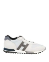 Hogan Man Sneakers Light Grey Size 9 Leather, Textile Fibers In Grey