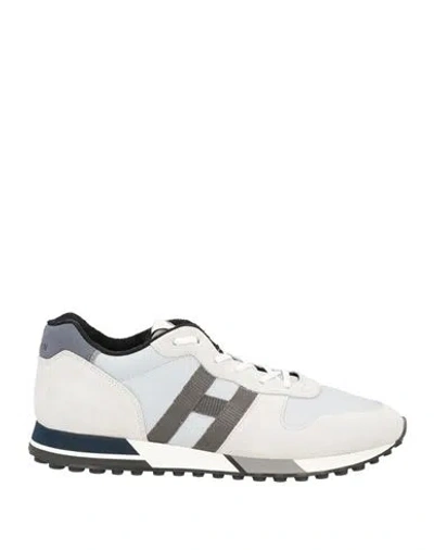 Hogan Man Sneakers Light Grey Size 9 Leather, Textile Fibers