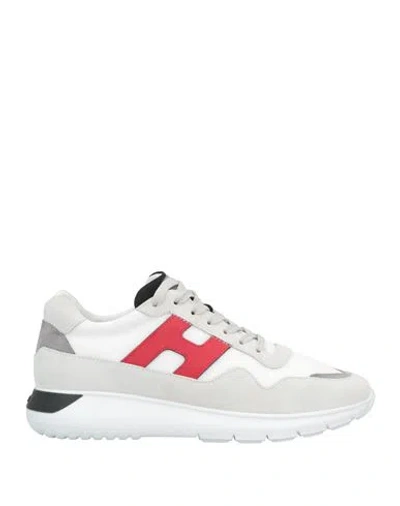 Hogan Man Sneakers Light Grey Size 8 Textile Fibers, Leather