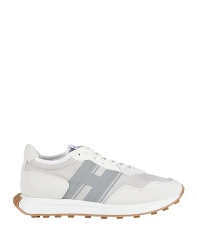 Hogan Man Sneakers Light Grey Size 8.5 Leather, Textile Fibers In Gray
