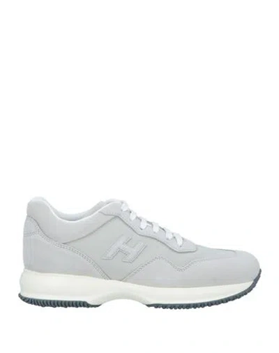 Hogan Man Sneakers Light Grey Size 9 Leather, Textile Fibers
