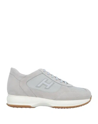 Hogan Man Sneakers Sand Size 7 Leather, Textile Fibers In Grey