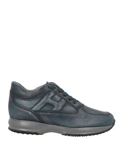 Hogan Man Sneakers Midnight Blue Size 11.5 Soft Leather In Blue