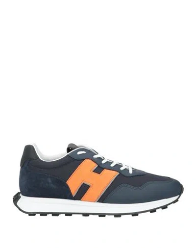 HOGAN HOGAN MAN SNEAKERS MIDNIGHT BLUE SIZE 9 LEATHER, TEXTILE FIBERS